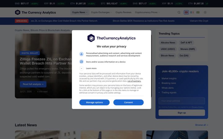 Screenshot of thecurrencyanalytics.com