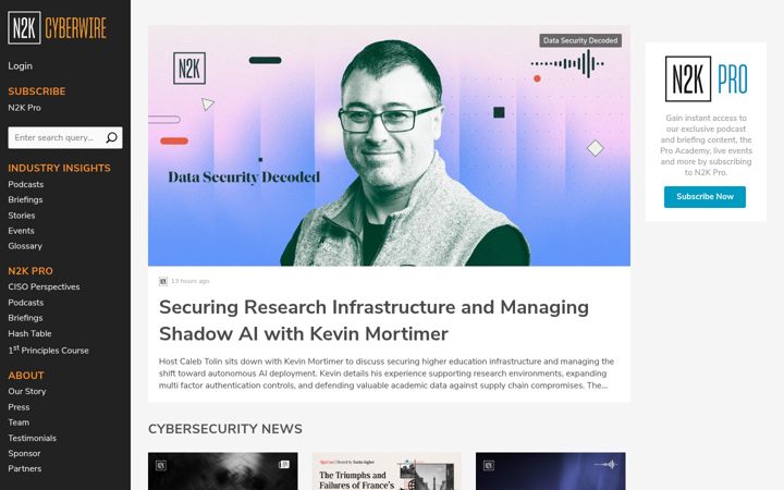 Screenshot of thecyberwire.com