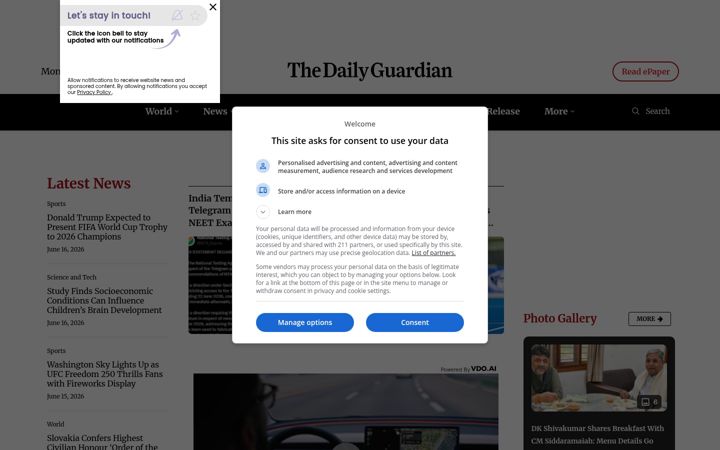 Screenshot of thedailyguardian.com