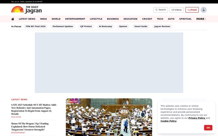 Screenshot of thedailyjagran.com