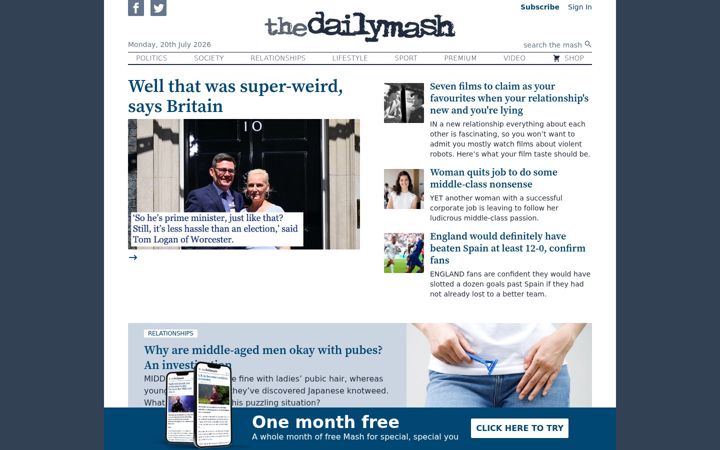 Screenshot of thedailymash.co.uk