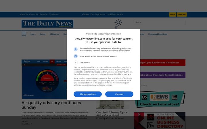 Screenshot of thedailynewsonline.com