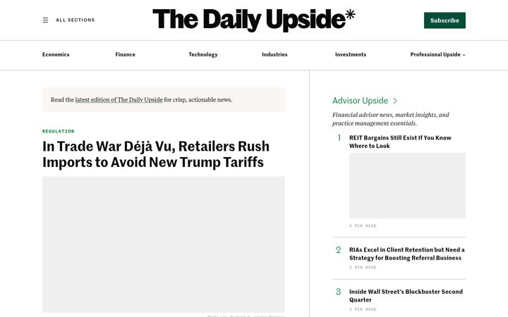 Screenshot of thedailyupside.com