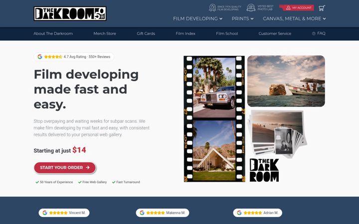 Screenshot of thedarkroom.com