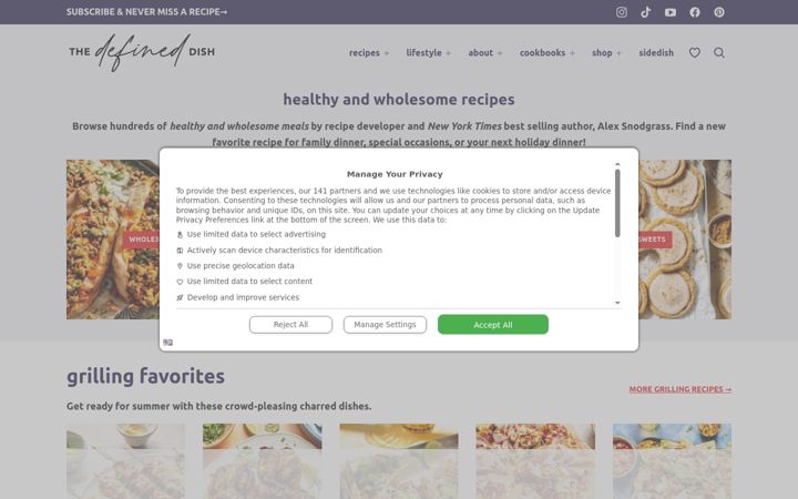 Screenshot van thedefineddish.com