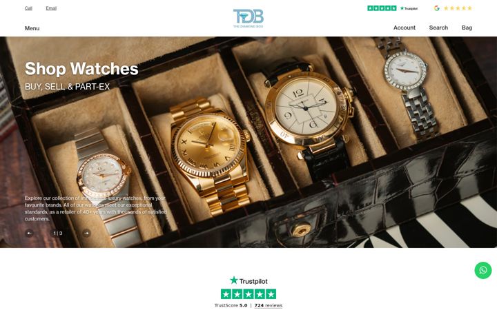 Ekrānuzņēmums no thediamondbox.co.uk