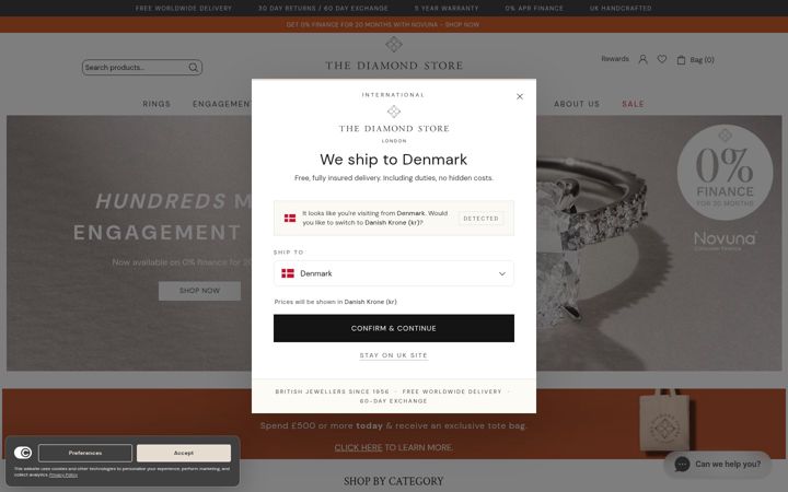 Skærmbillede af thediamondstore.co.uk