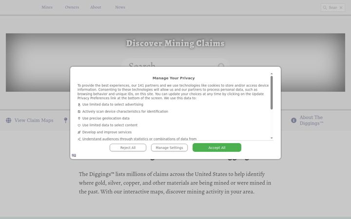 Screenshot of thediggings.com