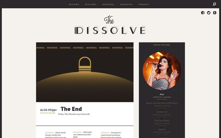 Screenshot of thedissolve.com