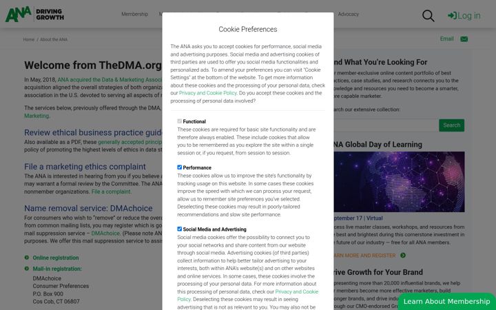 Screenshot of thedma.org