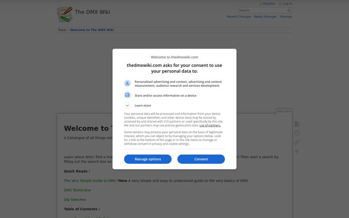 Screenshot of thedmxwiki.com