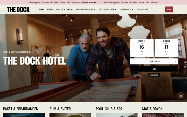 Screenshot of thedockhotel.se