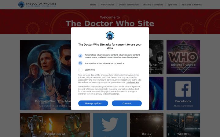Screenshot of thedoctorwhosite.co.uk