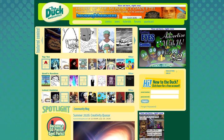 Screenshot of theduckwebcomics.com