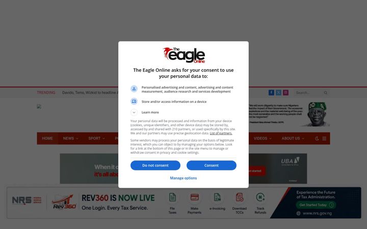 Screenshot of theeagleonline.com.ng
