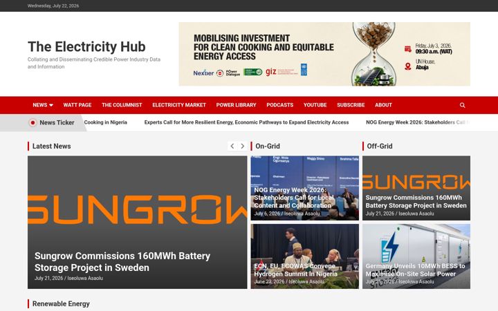 Screenshot of theelectricityhub.com