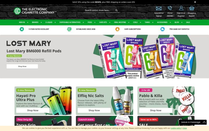 Screenshot von theelectroniccigarette.co.uk