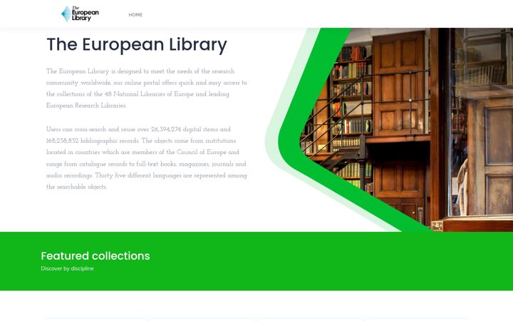 Screenshot of theeuropeanlibrary.org