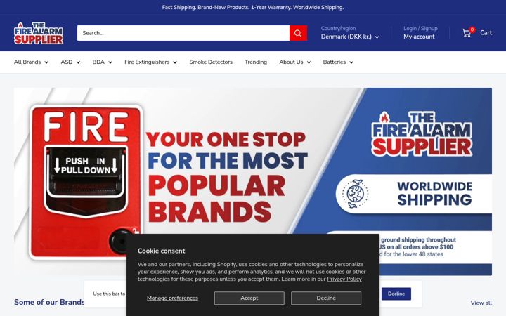Screenshot of thefirealarmsupplier.com