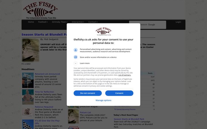 Captură de ecran a thefishy.co.uk