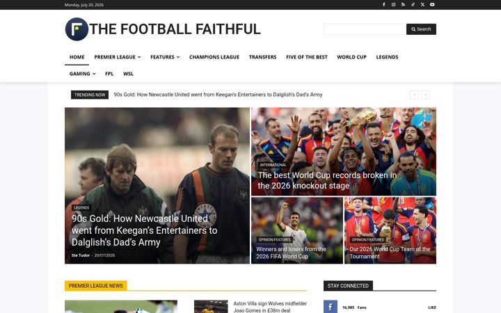 Snimka zaslona za thefootballfaithful.com