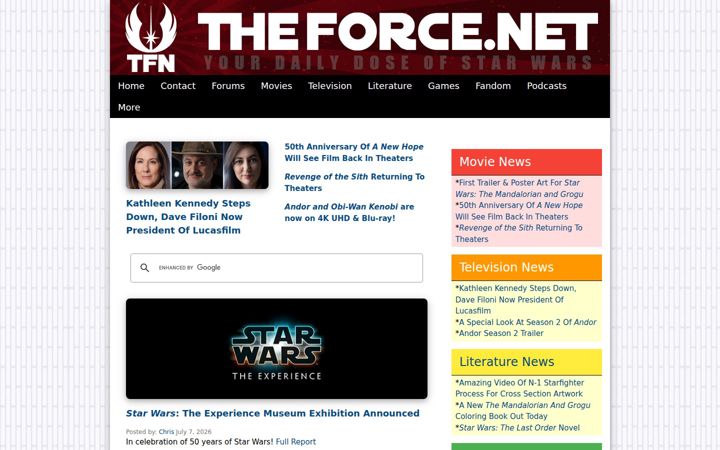 Screenshot ta' theforce.net