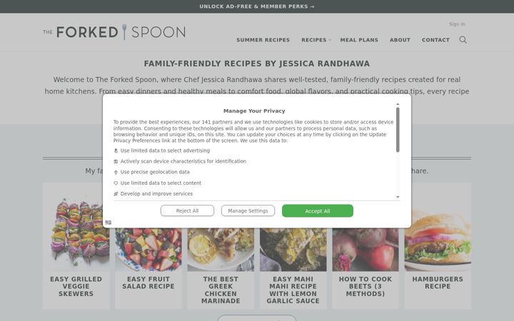 Screenshot of theforkedspoon.com