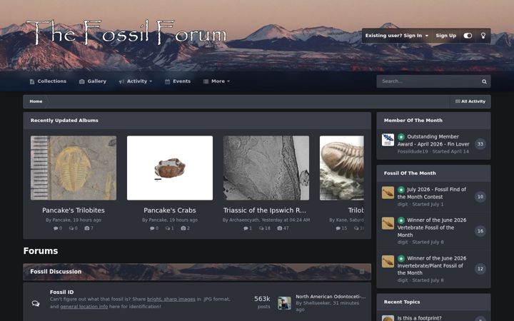 Screenshot of thefossilforum.com