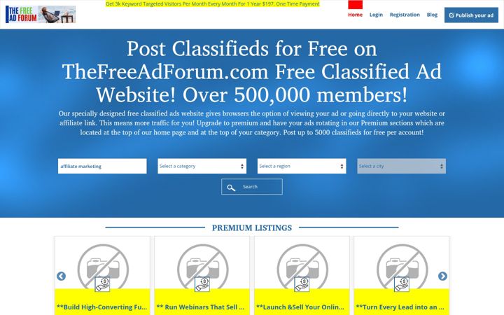 Screenshot του thefreeadforum.com