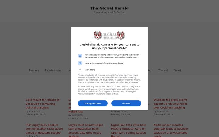Screenshot of theglobalherald.com