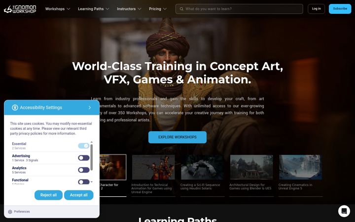 Screenshot of thegnomonworkshop.com