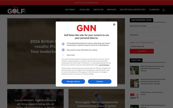 Screenshot of thegolfnewsnet.com