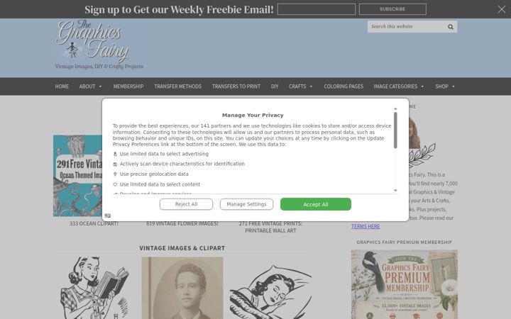 Screenshot of thegraphicsfairy.com