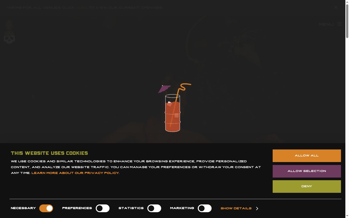 Screenshot del banner di consenso mostrato prima di qualsiasi interazione