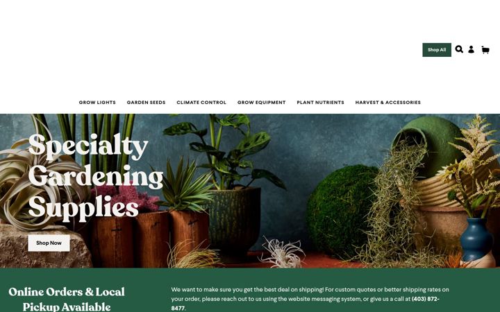 Skärmbild av thegrowshop.ca