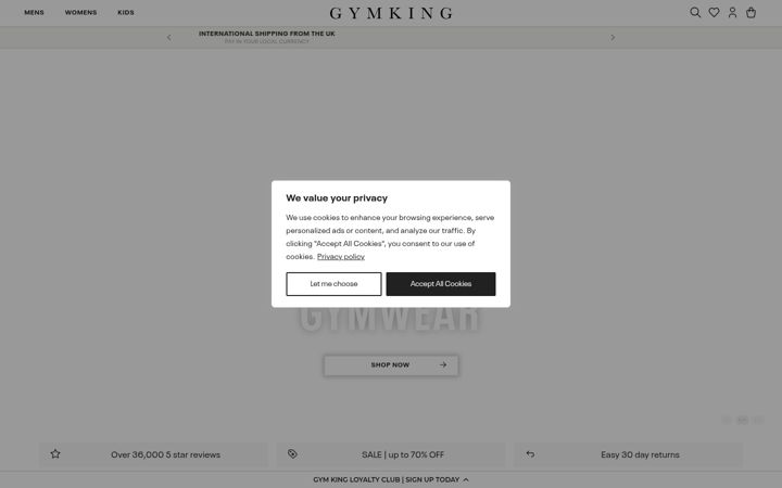 Екранна снимка на thegymking.com
