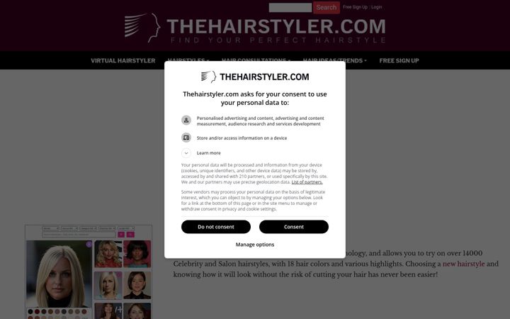 Екранна снимка на thehairstyler.com