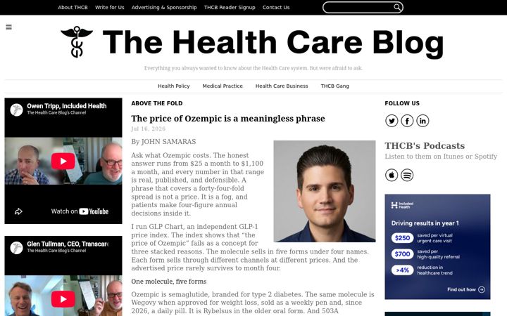 Screenshot of thehealthcareblog.com