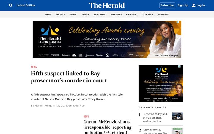 Screenshot of theherald.co.za