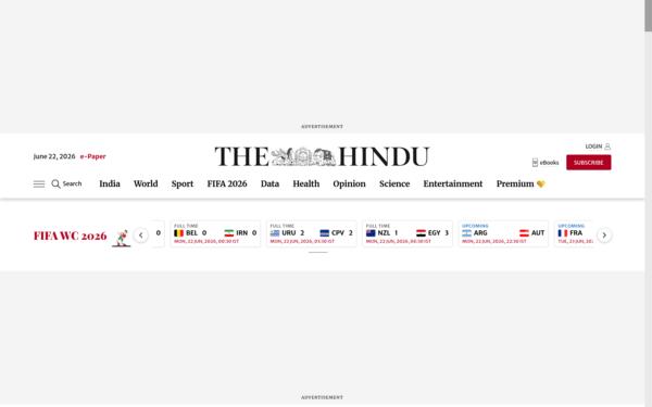 Screenshot of thehindu.com