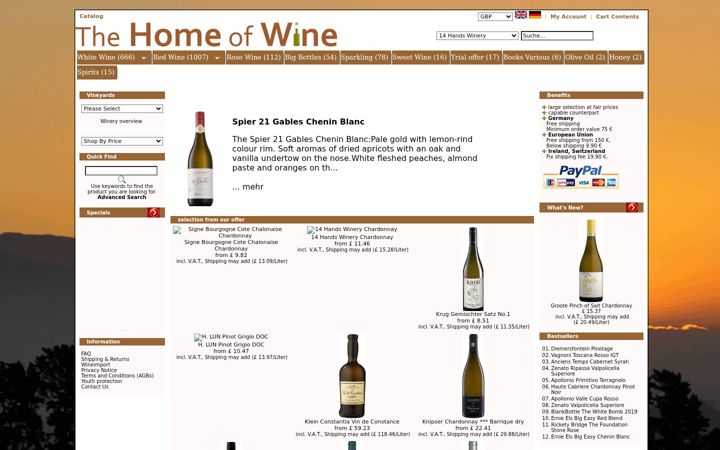 Screenshot of thehomeofwine.co.uk