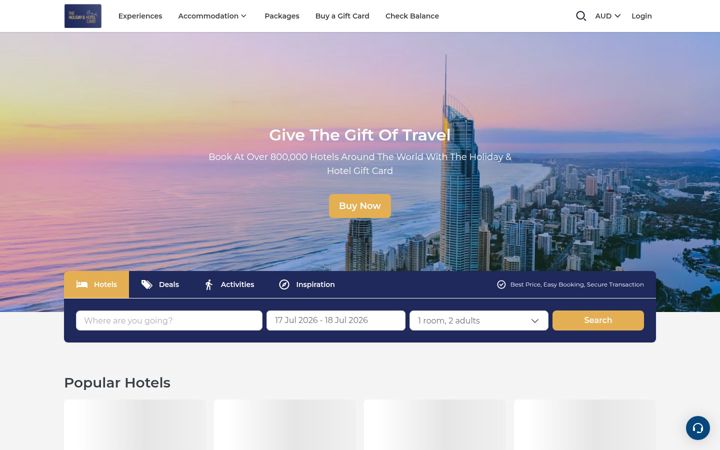 Screenshot of thehotelcard.com.au