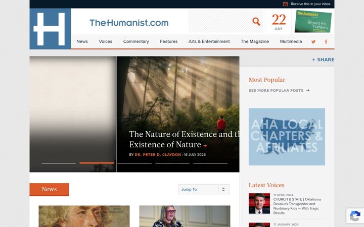 Screenshot of thehumanist.com