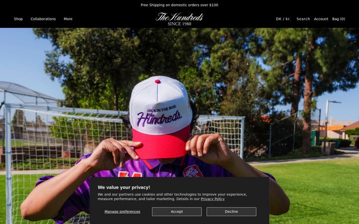 Captura de pantalla de thehundreds.com
