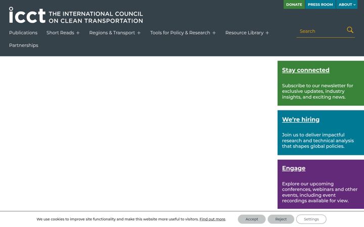 Skärmbild av theicct.org