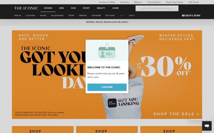 Screenshot of theiconic.co.nz