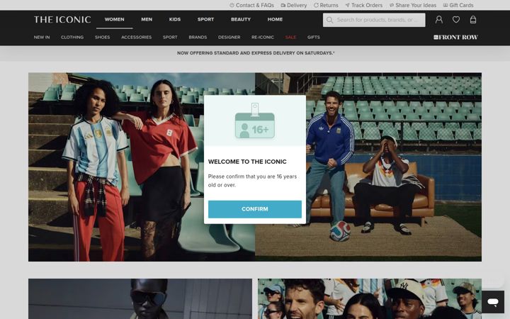 Kuvakaappaus sivustosta theiconic.com.au