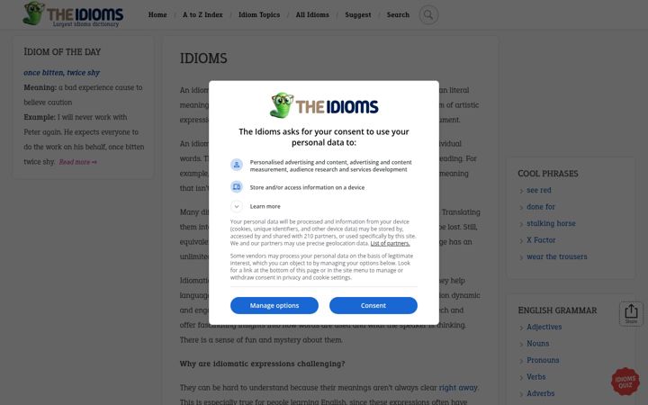 Screenshot of theidioms.com