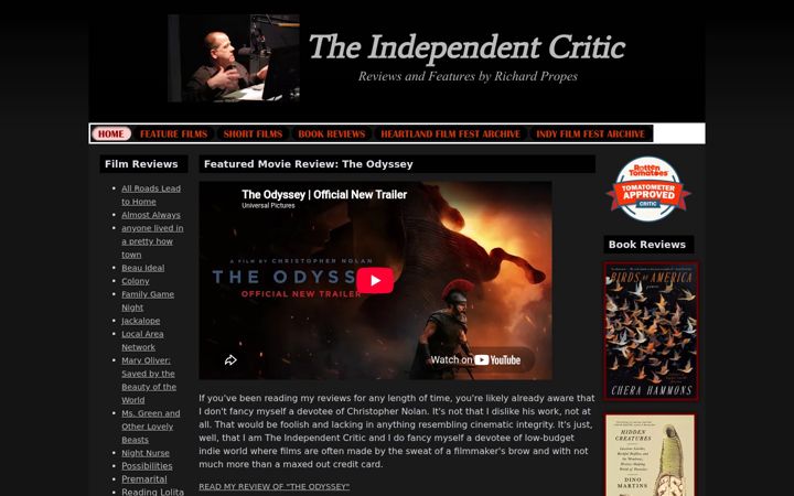 Screenshot of theindependentcritic.com