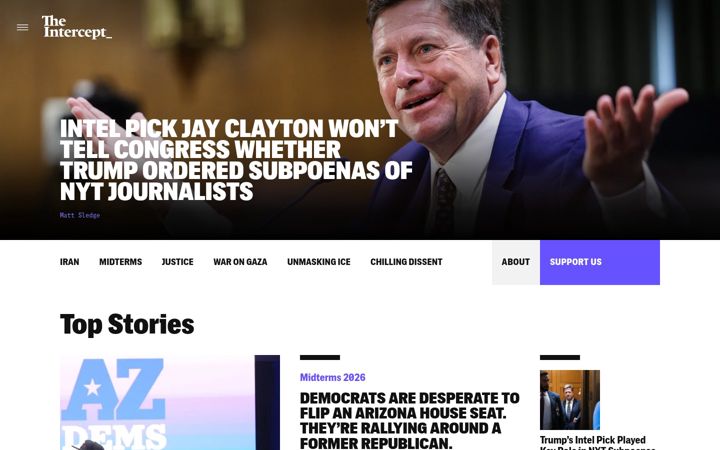 Screenshot ta' theintercept.com